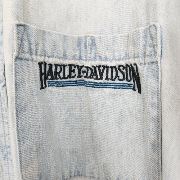 Harley Davidson Cotton Denim Shirt Vintage Mens XL Light Blue Motorcycle Biker - Picture 3 of 8